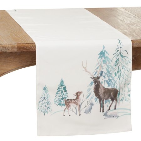 SARO LIFESTYLE SARO  16 x 70 in. Oblong Multicolor Reindeer Table Runner 2299.M1670B